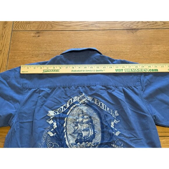 Margaritaville Shirt Men Size Medium Button‎ Down Blue Son Of A Sailor Saloon - Picture 12 of 13